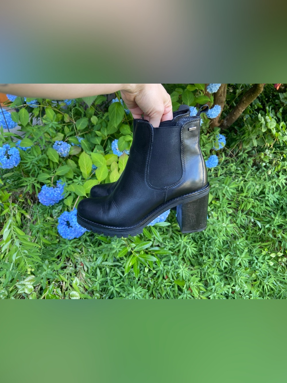 Steve Madden Black Leather Booties with Block Heel